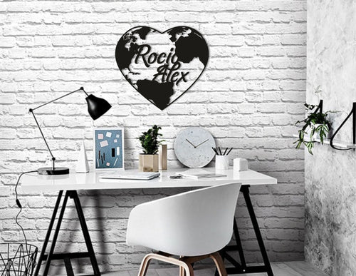 Corazón Mapa Mundi Decorativo en madera 4mm. Love Mapamundi